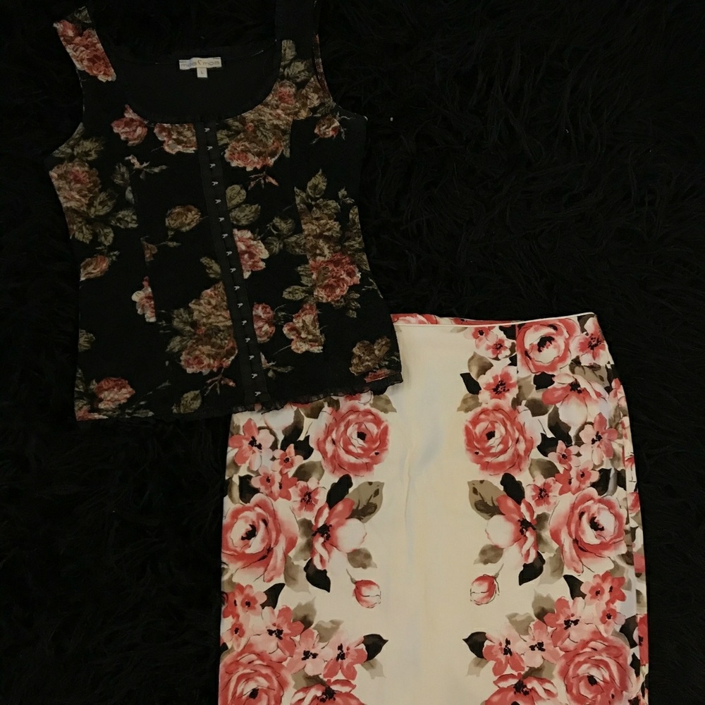 Pencil skirt and Lace sleeveless top